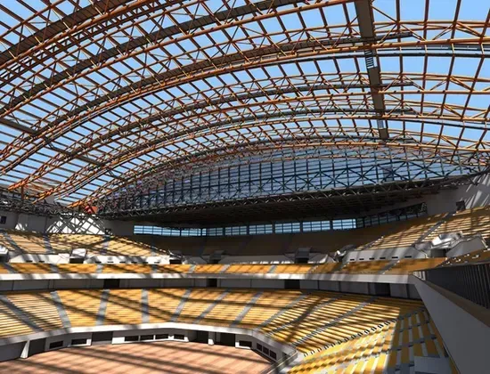 Stadion o dużej rozpiętości ze stalową ramą przestrzenną