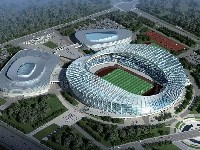 Prefabrykowana konstrukcja stalowa dla kompleksu centrów sportowych