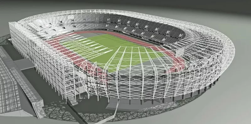 Stadion na świeżym powietrzu o konstrukcji stalowej